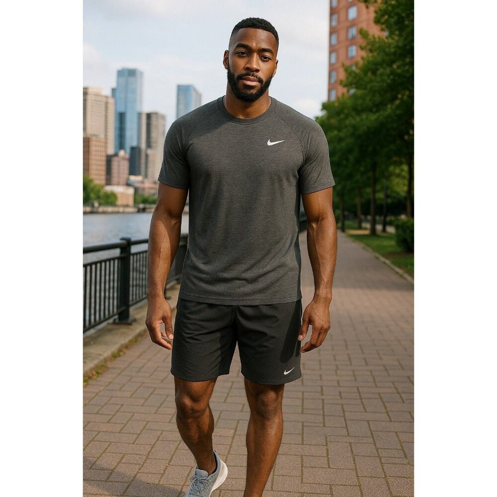 Nike Essential Men's Short-Sleeve Hydroguard Swim Dri-FIT Shirt – Gray Heather,